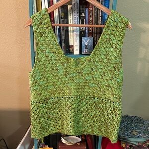 Handmade Green Crochet Sleeveless Top